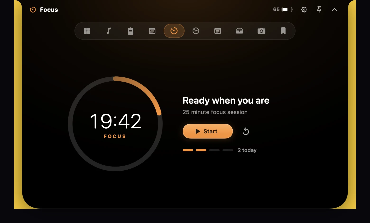 Real NotchDude Focus timer screenshot