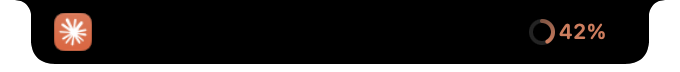 Closed notch with the Claude Code icon and a 42% limit ring