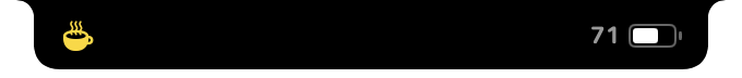 Closed notch with a coffee cup and the battery at 71%
