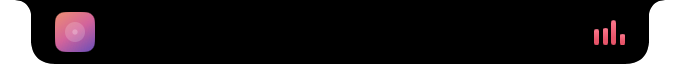 Closed notch with album artwork and a sound level meter